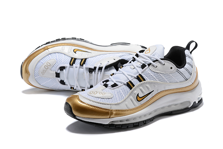 2018 Men Nike Air Max 98 White Gold Shoes